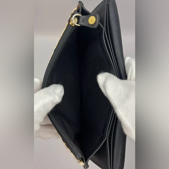 Jimmy Choo Wallet Leopard Print Calf Fur Black Leather Gold HDWRE 7.9x4” EUC - Picture 10 of 16